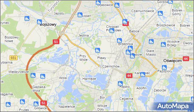 mapa Pławy, Pławy na mapie Targeo