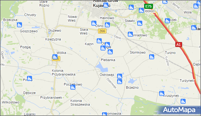 mapa Plebanka gmina Aleksandrów Kujawski, Plebanka gmina Aleksandrów Kujawski na mapie Targeo