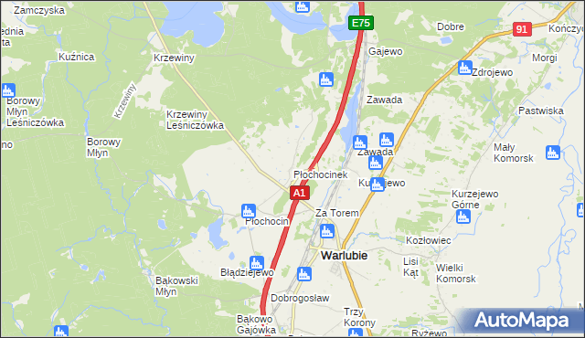 mapa Płochocinek, Płochocinek na mapie Targeo