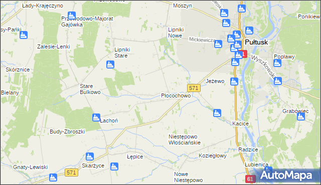 mapa Płocochowo, Płocochowo na mapie Targeo