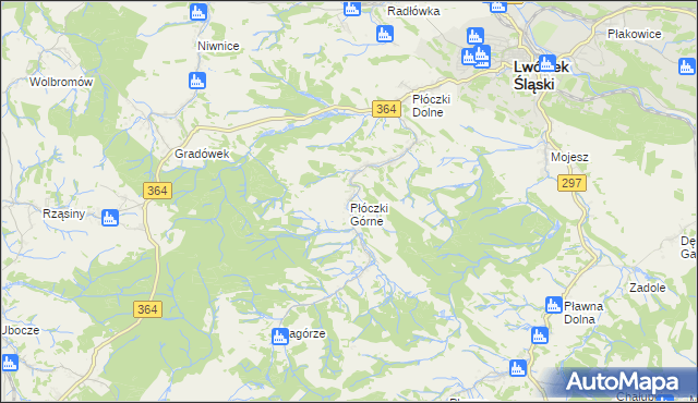 mapa Płóczki Górne, Płóczki Górne na mapie Targeo