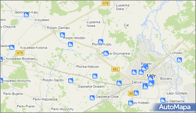 mapa Płonka Kościelna, Płonka Kościelna na mapie Targeo