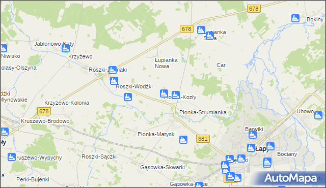 mapa Płonka-Kozły, Płonka-Kozły na mapie Targeo