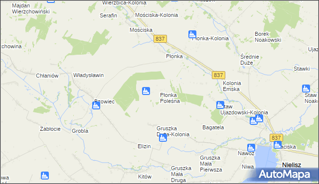 mapa Płonka Poleśna, Płonka Poleśna na mapie Targeo