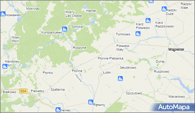 mapa Płonne-Plebanka, Płonne-Plebanka na mapie Targeo