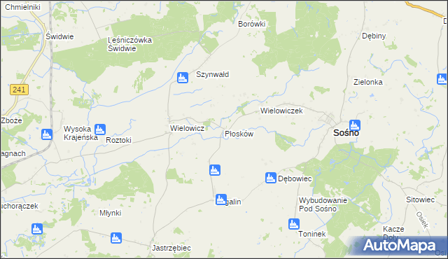 mapa Płosków gmina Sośno, Płosków gmina Sośno na mapie Targeo