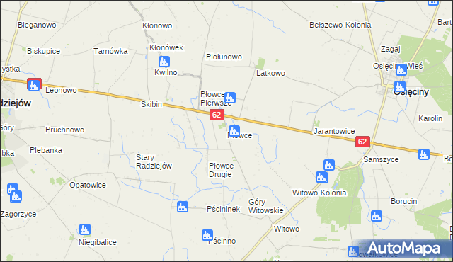 mapa Płowce gmina Radziejów, Płowce gmina Radziejów na mapie Targeo