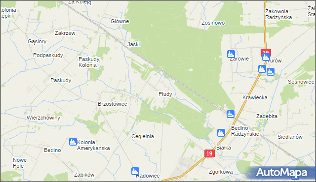 mapa Płudy gmina Radzyń Podlaski, Płudy gmina Radzyń Podlaski na mapie Targeo