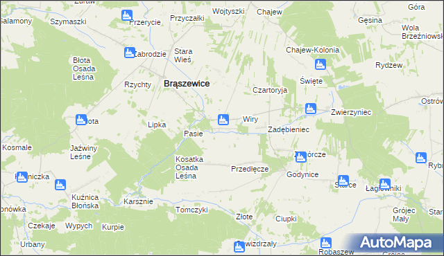 mapa Pluty gmina Brąszewice, Pluty gmina Brąszewice na mapie Targeo