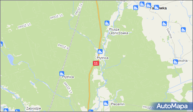mapa Płytnica gmina Tarnówka, Płytnica gmina Tarnówka na mapie Targeo