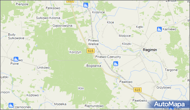 mapa Pniewo-Czeruchy, Pniewo-Czeruchy na mapie Targeo