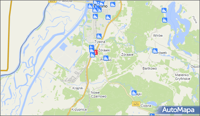 mapa Pniewo gmina Gryfino, Pniewo gmina Gryfino na mapie Targeo