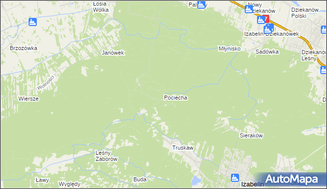 mapa Pociecha gmina Czosnów, Pociecha gmina Czosnów na mapie Targeo