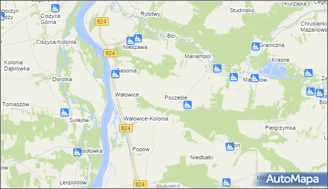 mapa Pocześle, Pocześle na mapie Targeo