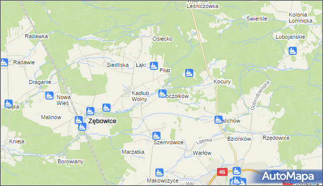 mapa Poczołków, Poczołków na mapie Targeo