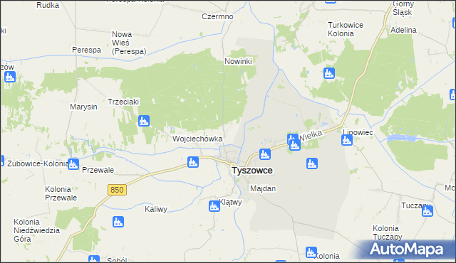 mapa Podbór gmina Tyszowce, Podbór gmina Tyszowce na mapie Targeo