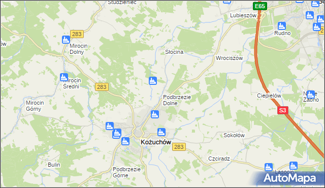 mapa Podbrzezie Dolne, Podbrzezie Dolne na mapie Targeo