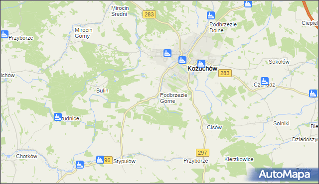 mapa Podbrzezie Górne, Podbrzezie Górne na mapie Targeo