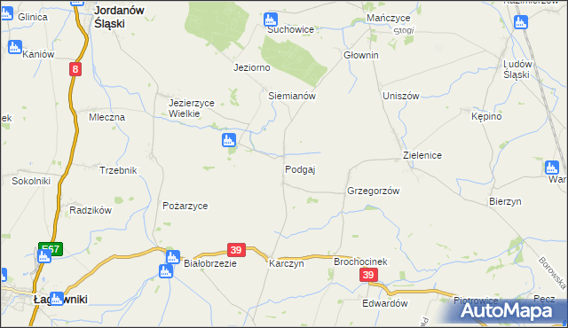 mapa Podgaj gmina Kondratowice, Podgaj gmina Kondratowice na mapie Targeo