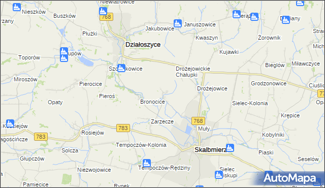 mapa Podgaje gmina Skalbmierz, Podgaje gmina Skalbmierz na mapie Targeo