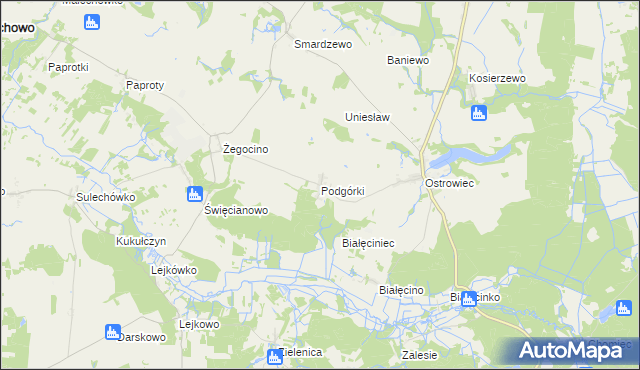 mapa Podgórki gmina Malechowo, Podgórki gmina Malechowo na mapie Targeo