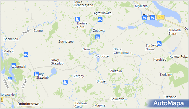 mapa Podgórze gmina Bakałarzewo, Podgórze gmina Bakałarzewo na mapie Targeo