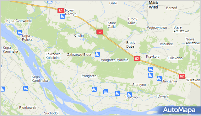 mapa Podgórze-Parcele, Podgórze-Parcele na mapie Targeo