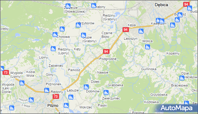 mapa Podgrodzie gmina Dębica, Podgrodzie gmina Dębica na mapie Targeo