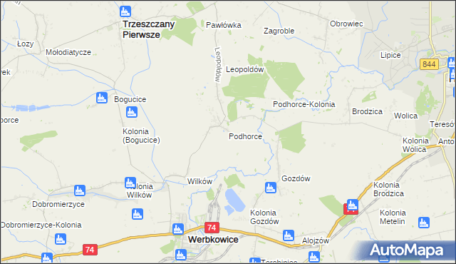 mapa Podhorce gmina Werbkowice, Podhorce gmina Werbkowice na mapie Targeo