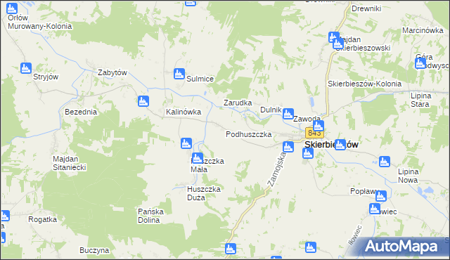 mapa Podhuszczka, Podhuszczka na mapie Targeo