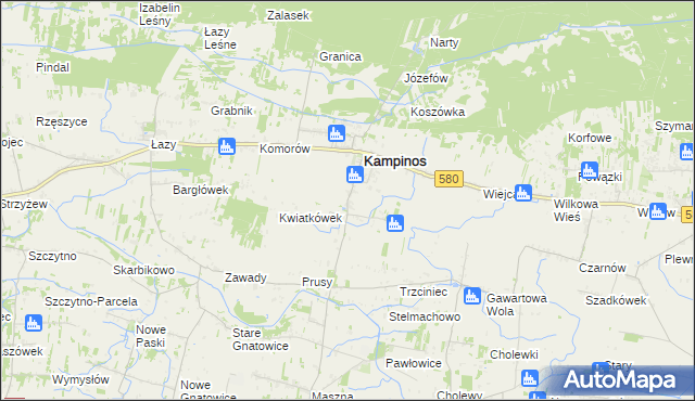 mapa Podkampinos, Podkampinos na mapie Targeo