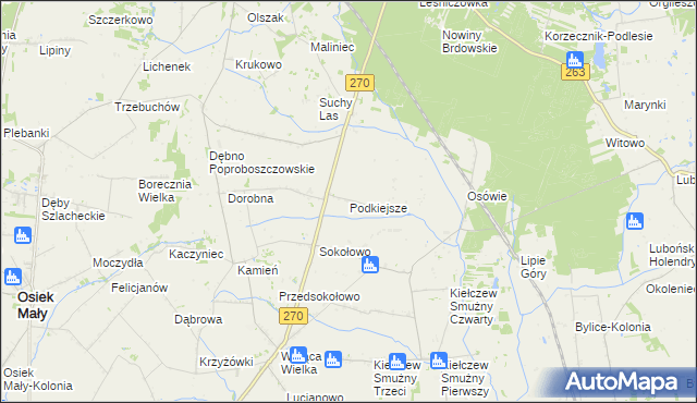 mapa Podkiejsze, Podkiejsze na mapie Targeo