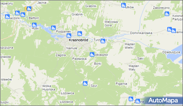 mapa Podklasztor gmina Krasnobród, Podklasztor gmina Krasnobród na mapie Targeo