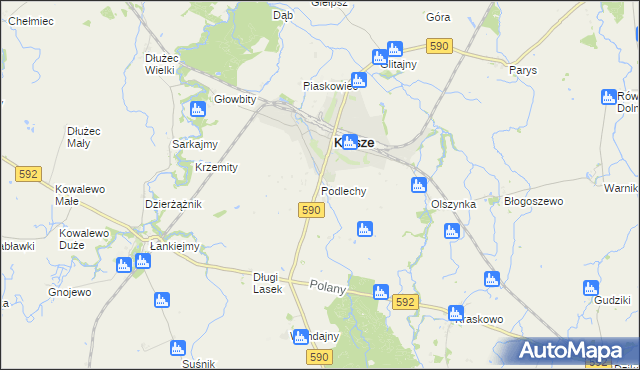 mapa Podlechy gmina Korsze, Podlechy gmina Korsze na mapie Targeo