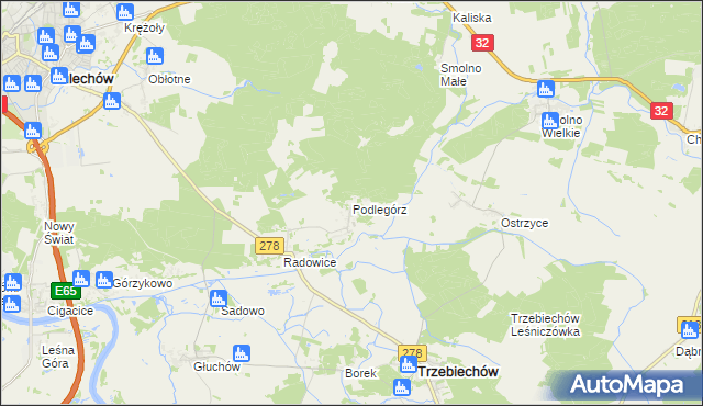 mapa Podlegórz, Podlegórz na mapie Targeo