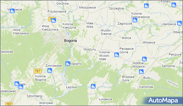 mapa Podlesie gmina Bogoria, Podlesie gmina Bogoria na mapie Targeo