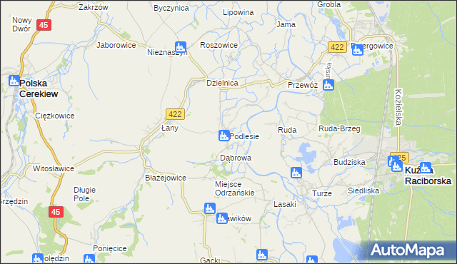 mapa Podlesie gmina Cisek, Podlesie gmina Cisek na mapie Targeo