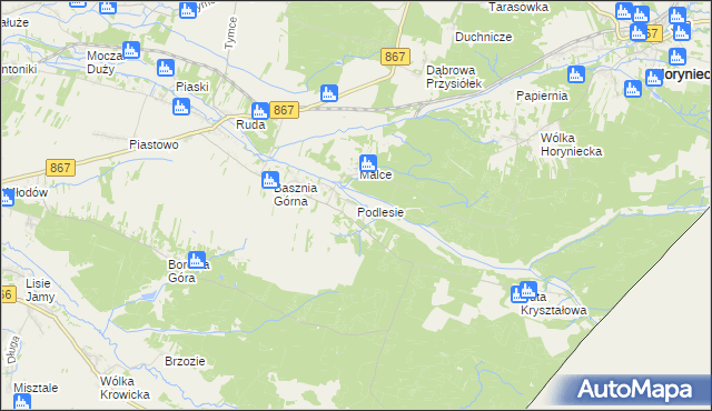 mapa Podlesie gmina Lubaczów, Podlesie gmina Lubaczów na mapie Targeo