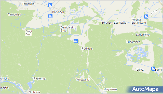 mapa Podlesie gmina Oborniki, Podlesie gmina Oborniki na mapie Targeo