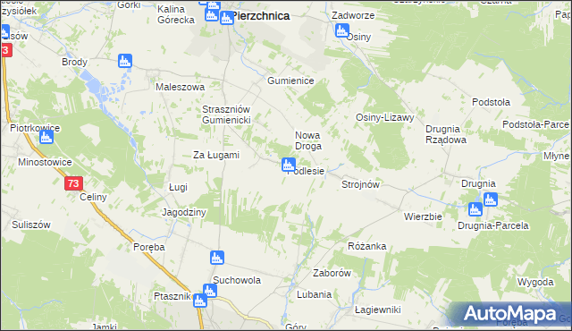 mapa Podlesie gmina Pierzchnica, Podlesie gmina Pierzchnica na mapie Targeo