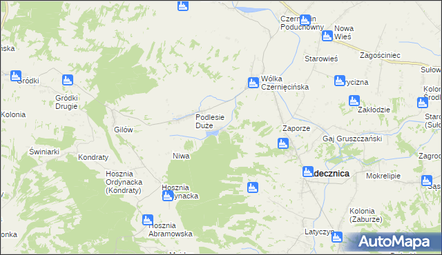 mapa Podlesie Małe gmina Radecznica, Podlesie Małe gmina Radecznica na mapie Targeo