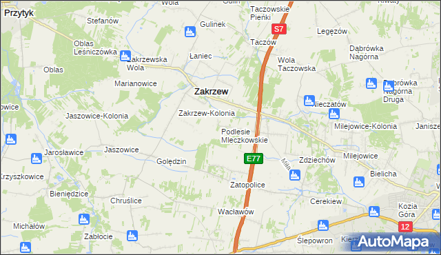 mapa Podlesie Mleczkowskie, Podlesie Mleczkowskie na mapie Targeo