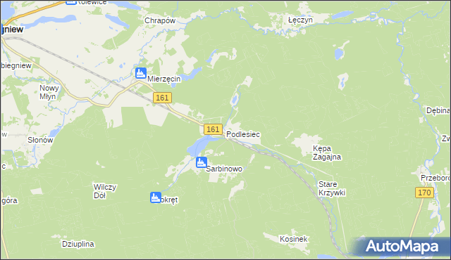 mapa Podlesiec, Podlesiec na mapie Targeo