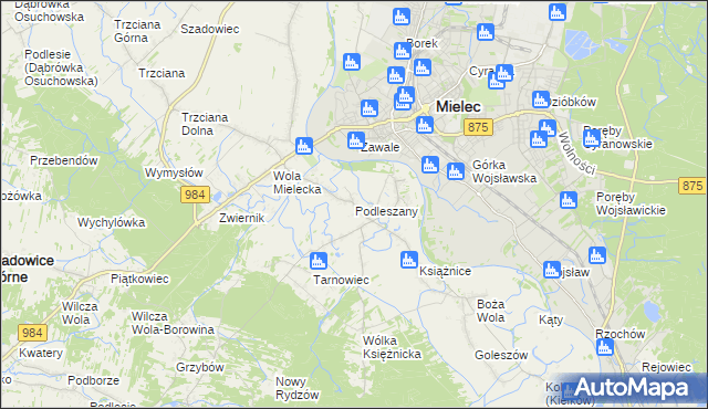 mapa Podleszany, Podleszany na mapie Targeo