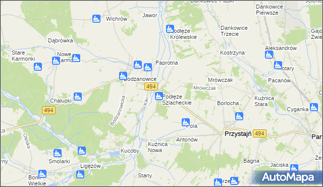 mapa Podłęże Szlacheckie, Podłęże Szlacheckie na mapie Targeo