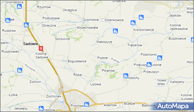 mapa Podole gmina Opatów, Podole gmina Opatów na mapie Targeo