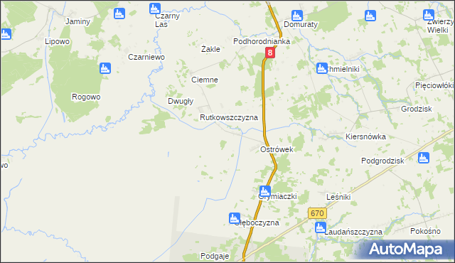 mapa Podostrówek, Podostrówek na mapie Targeo