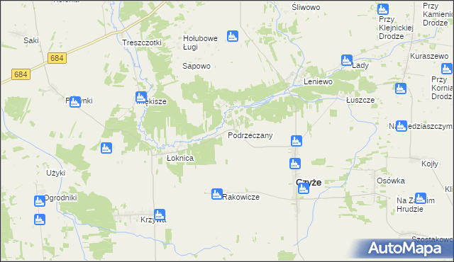 mapa Podrzeczany, Podrzeczany na mapie Targeo