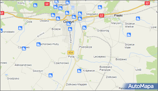 mapa Podrzecze gmina Piaski, Podrzecze gmina Piaski na mapie Targeo