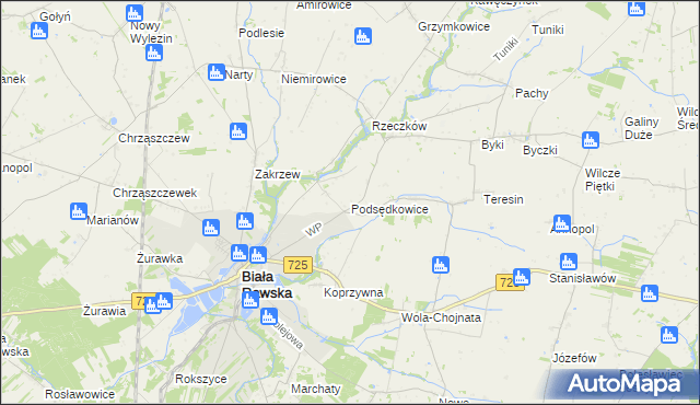 mapa Podsędkowice, Podsędkowice na mapie Targeo